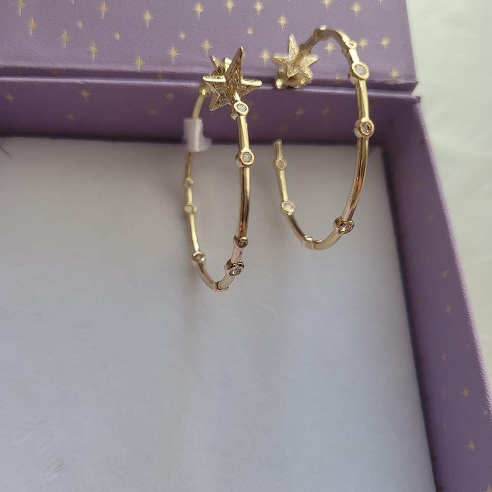 Melinda Maria Gold Star Hoop Earrings - Picture 5 of 7